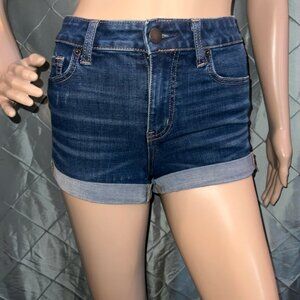 Aeropostale Premium Seriously Stretchy High-Rise Denim Midi Shorts‎ Sz 00